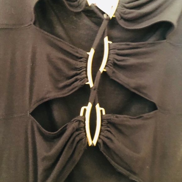 Cache size 12 black halter dress with gold details and peek a boo front - Picture 4 of 6